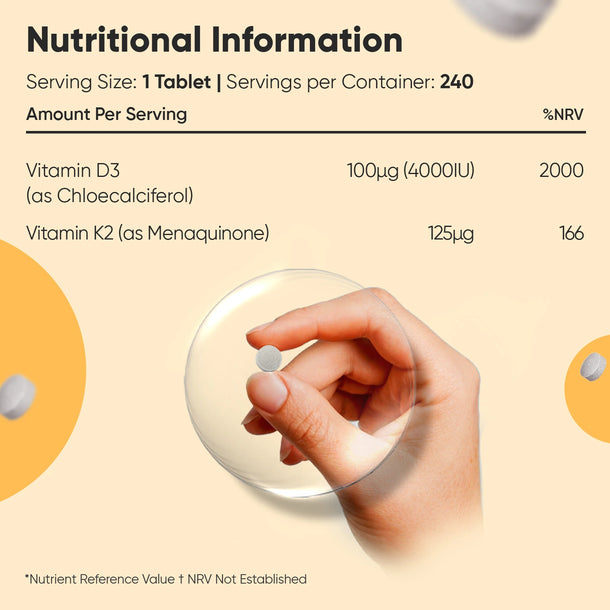 Vitamin D3 and K2 (MK7) Tablets