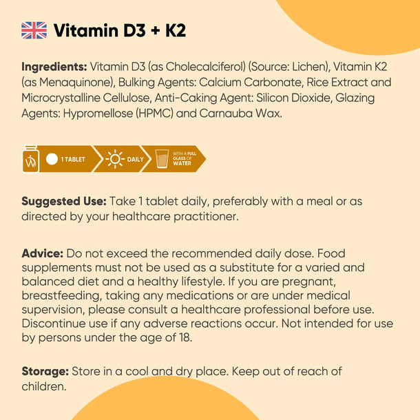 Vitamin D3 and K2 (MK7) Tablets