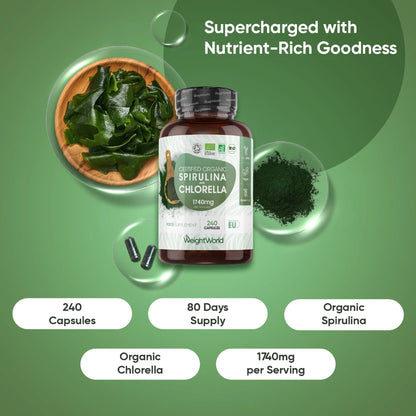 Organic Spirulina and Chlorella Capsules