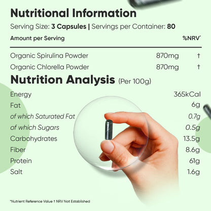 Organic Spirulina and Chlorella Capsules