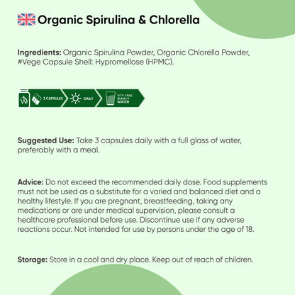 Organic Spirulina and Chlorella Capsules