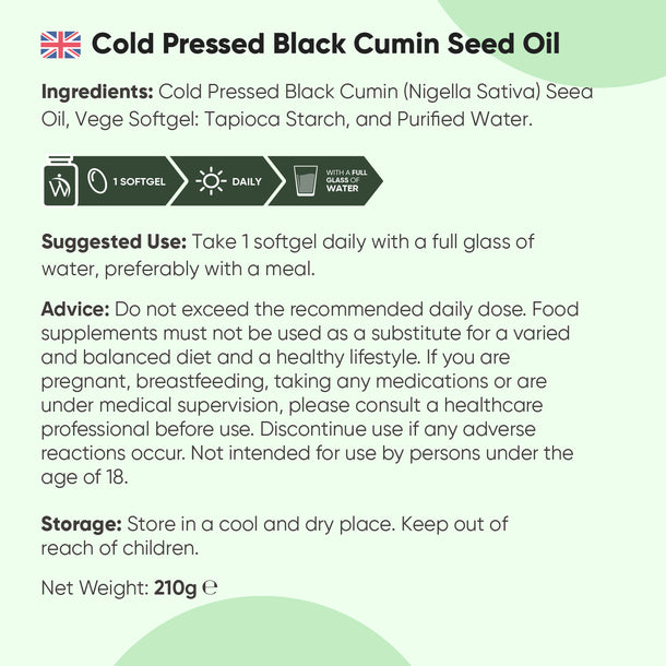Cold Pressed Black Cumin Seed Oil Softgels