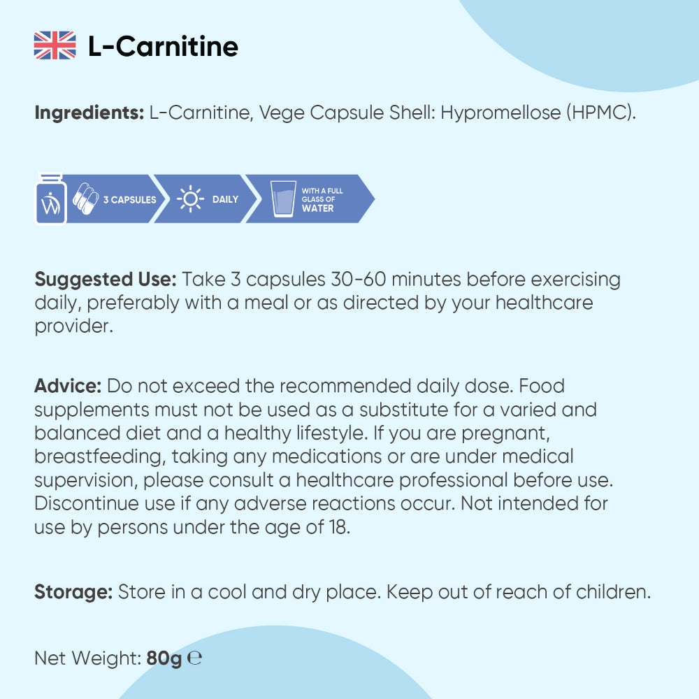 L-Carnitine Capsules | 2000mg 120 Capsules